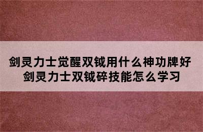 剑灵力士觉醒双钺用什么神功牌好 剑灵力士双钺碎技能怎么学习